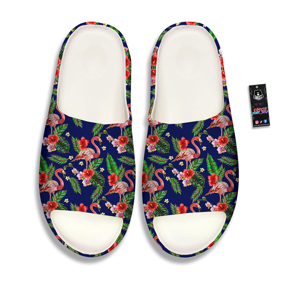 Flamingo Floral Tropical Print Pattern Sandals-grizzshop