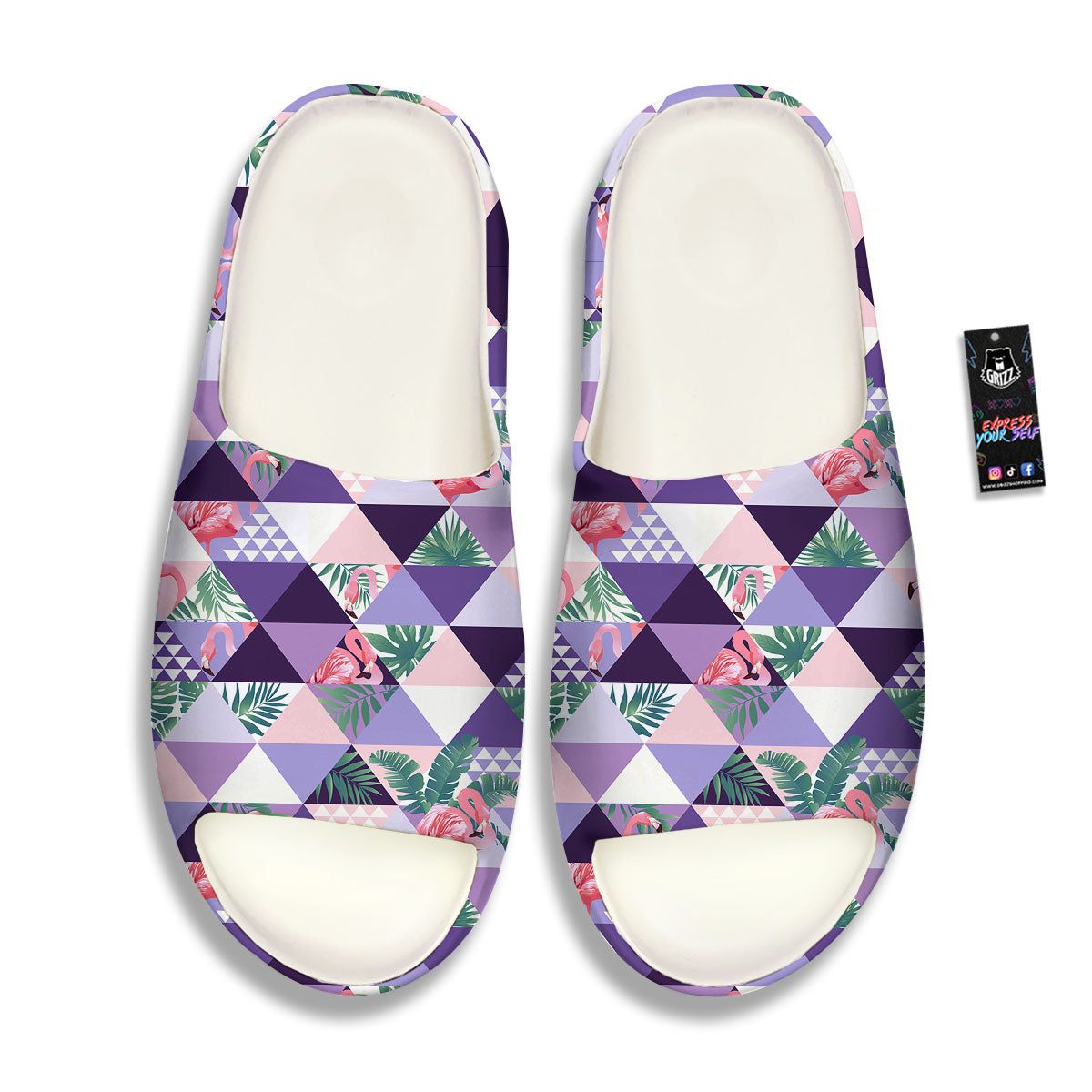 Flamingo Geometric Purple Print Pattern Sandals-grizzshop