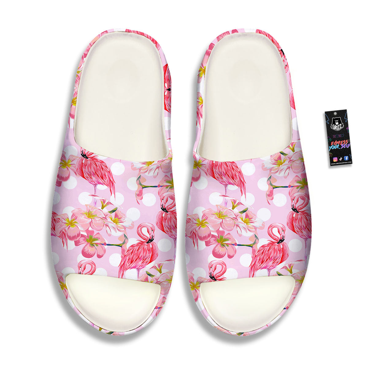 Flamingo Pink Polka Print Pattern Sandals-grizzshop