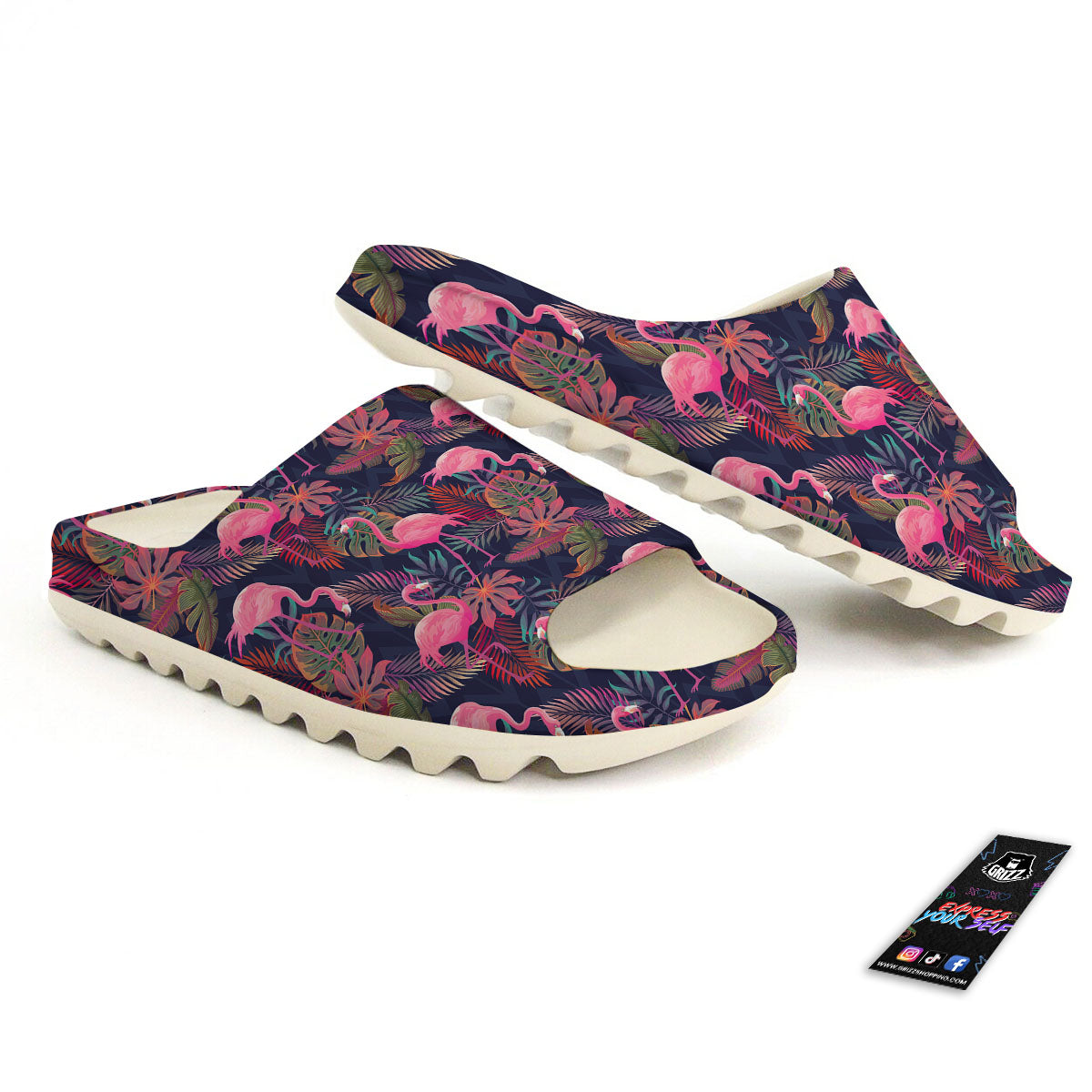 Flamingo Watercolor Print Pattern Sandals-grizzshop