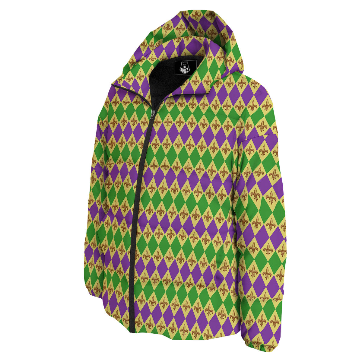 Fleur De Lis Mardi Gras Print Pattern Down Jacket-grizzshop