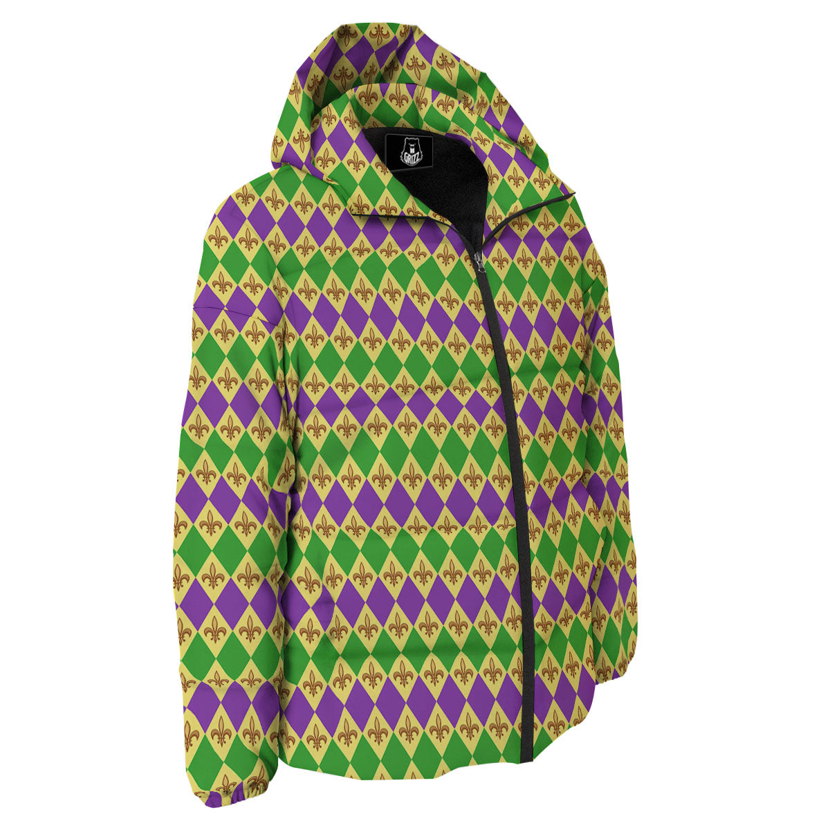 Fleur De Lis Mardi Gras Print Pattern Down Jacket-grizzshop