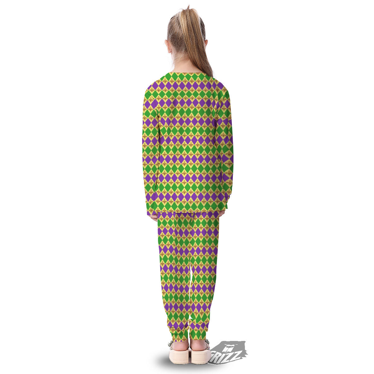 Fleur De Lis Mardi Gras Print Pattern Kid's Pajamas-grizzshop