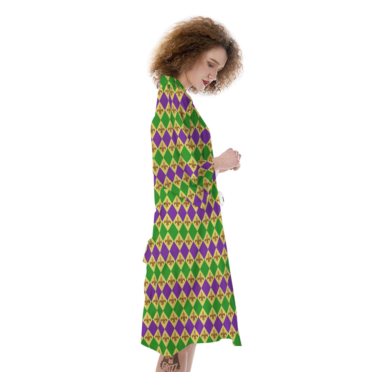 Fleur De Lis Mardi Gras Print Pattern Kimono-grizzshop
