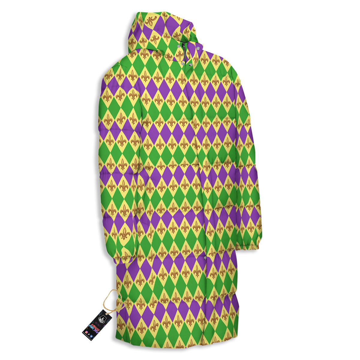 Fleur De Lis Mardi Gras Print Pattern Long Down Jacket-grizzshop