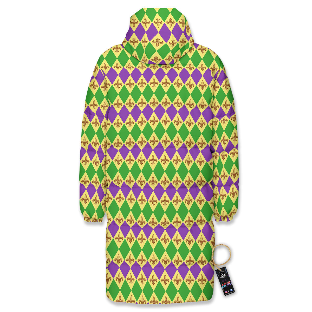 Fleur De Lis Mardi Gras Print Pattern Long Down Jacket-grizzshop