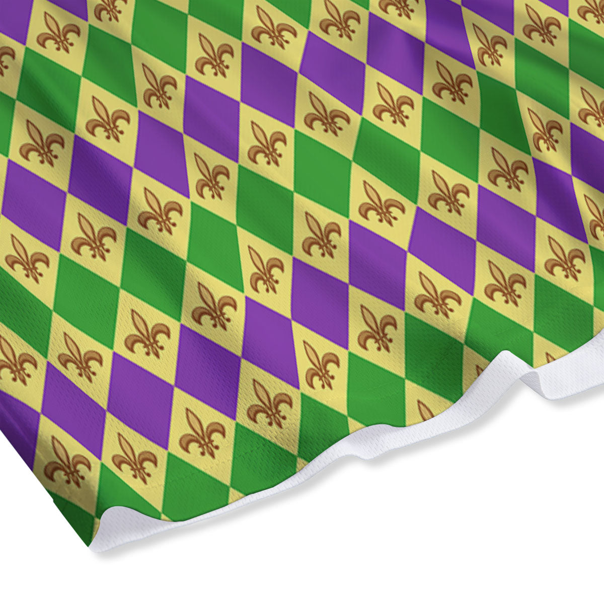 Fleur De Lis Mardi Gras Print Pattern Mesh Shorts