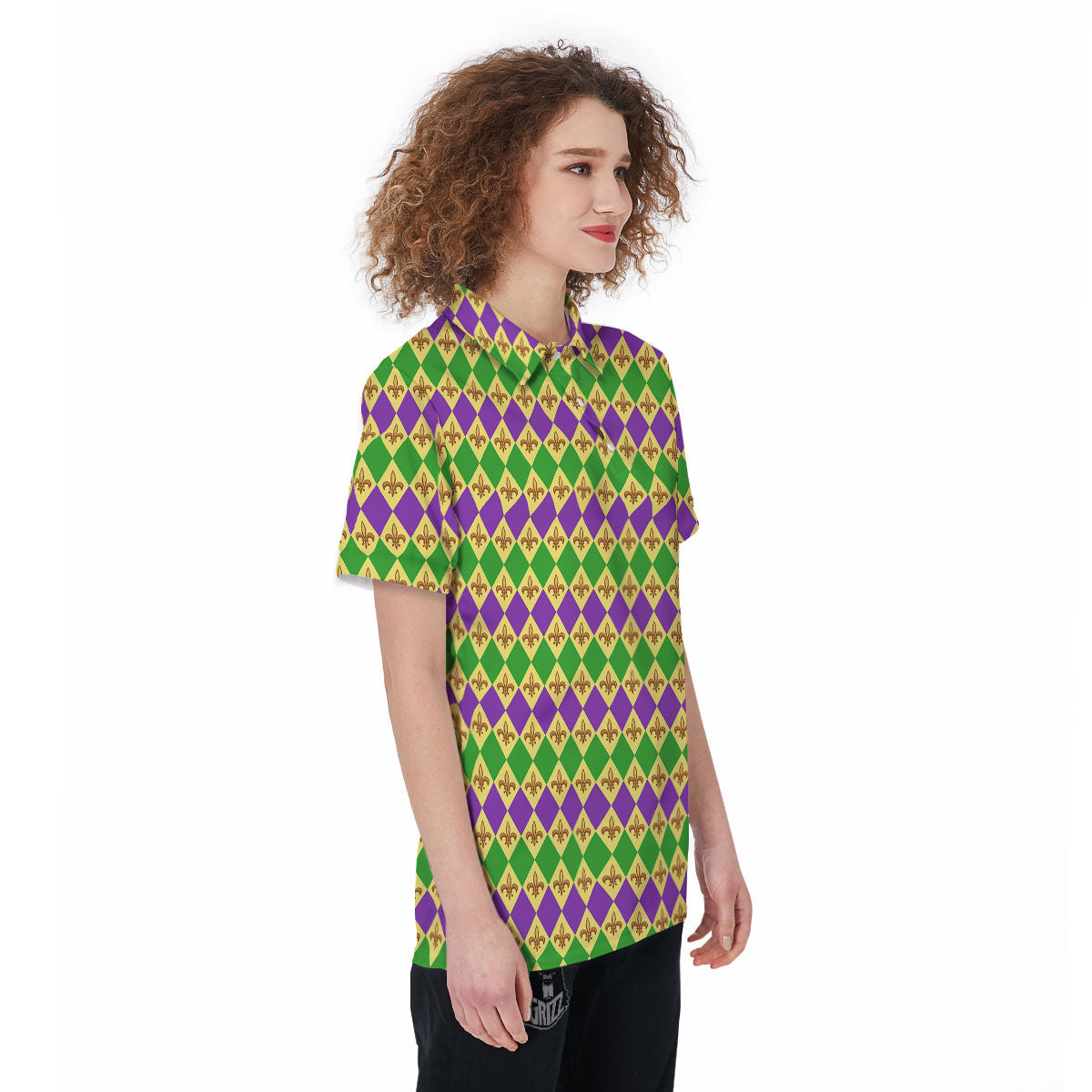 Fleur De Lis Mardi Gras Print Pattern Women's Golf Shirts-grizzshop