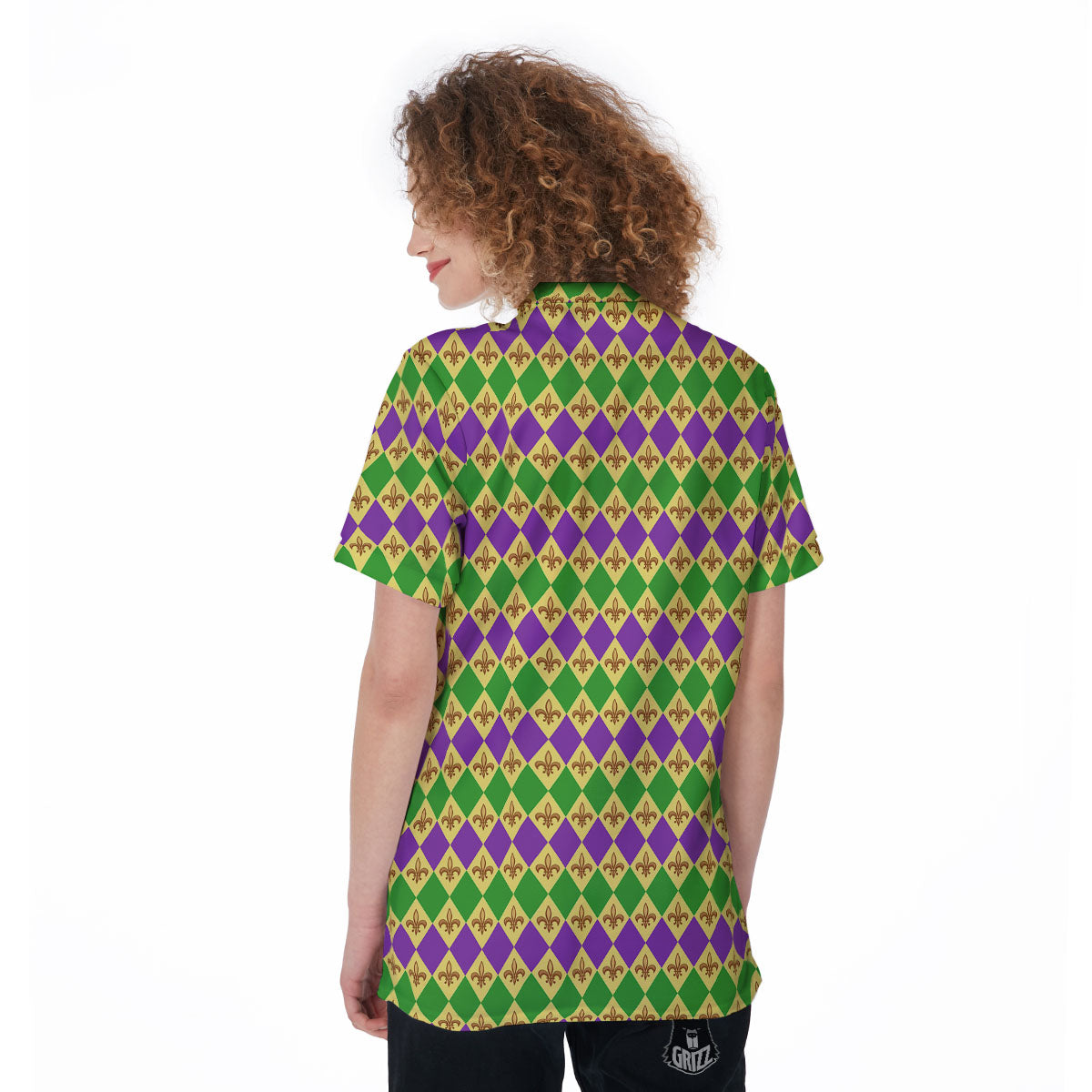Fleur De Lis Mardi Gras Print Pattern Women's Golf Shirts-grizzshop