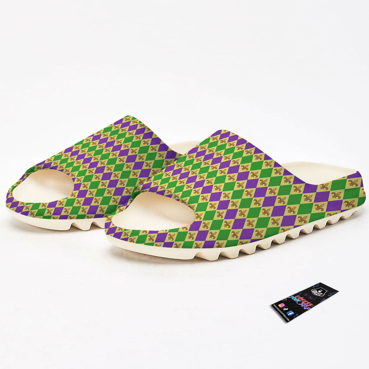 Fleur De Lis Mardi Gras Print Pattern Sandals-grizzshop