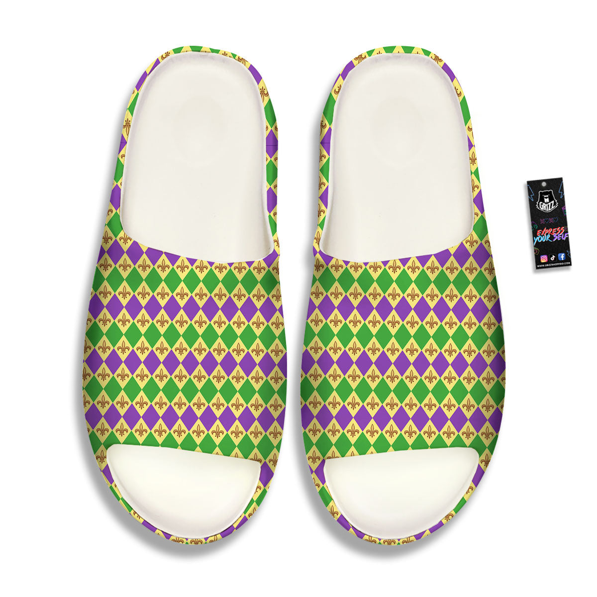 Fleur De Lis Mardi Gras Print Pattern Sandals-grizzshop