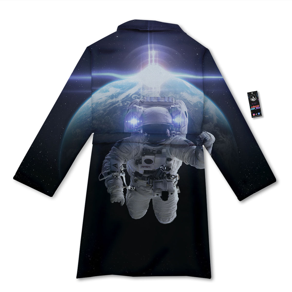 Floating Astronaut In Outer Space Print Bathrobe-grizzshop