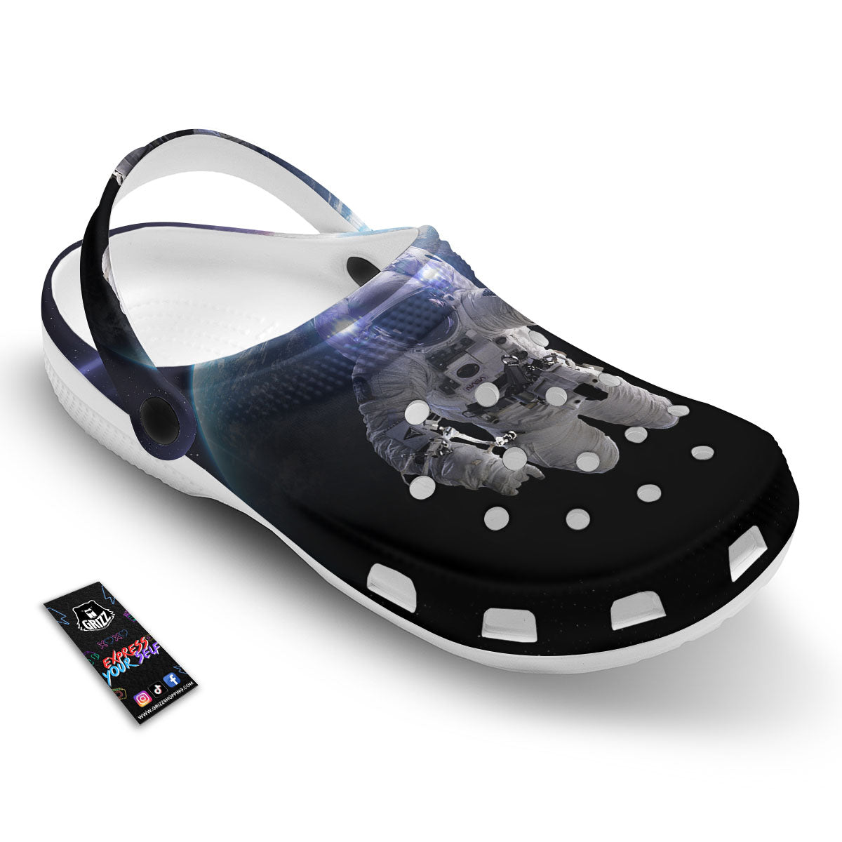 Floating Astronaut In Outer Space Print Clog-grizzshop