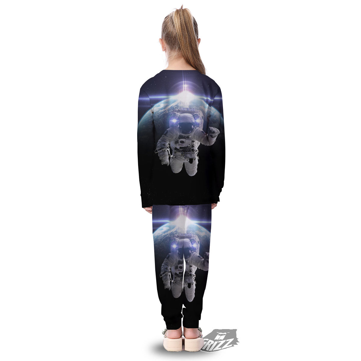 Floating Astronaut In Outer Space Print Kid's Pajamas-grizzshop