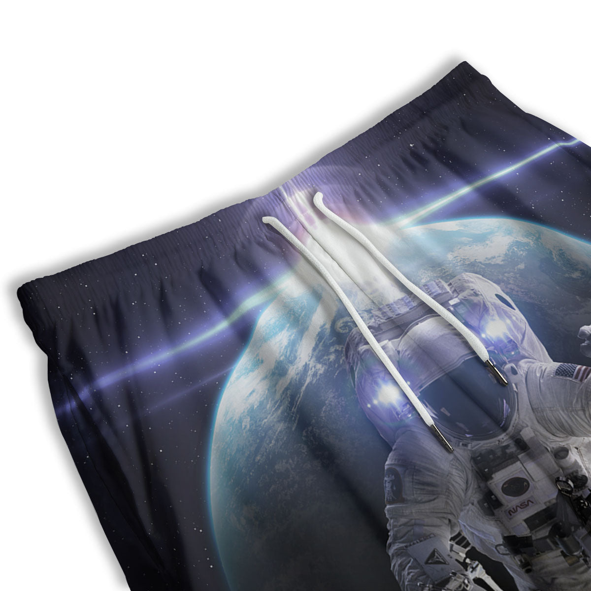 Floating Astronaut In Outer Space Print Men's Athletic Shorts