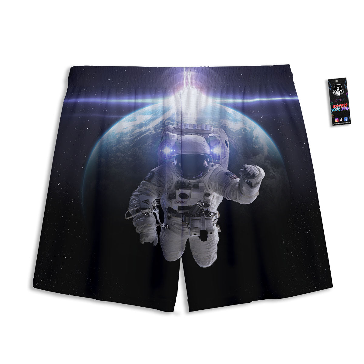 Galaxy Space Dark Teal Print Mesh Shorts