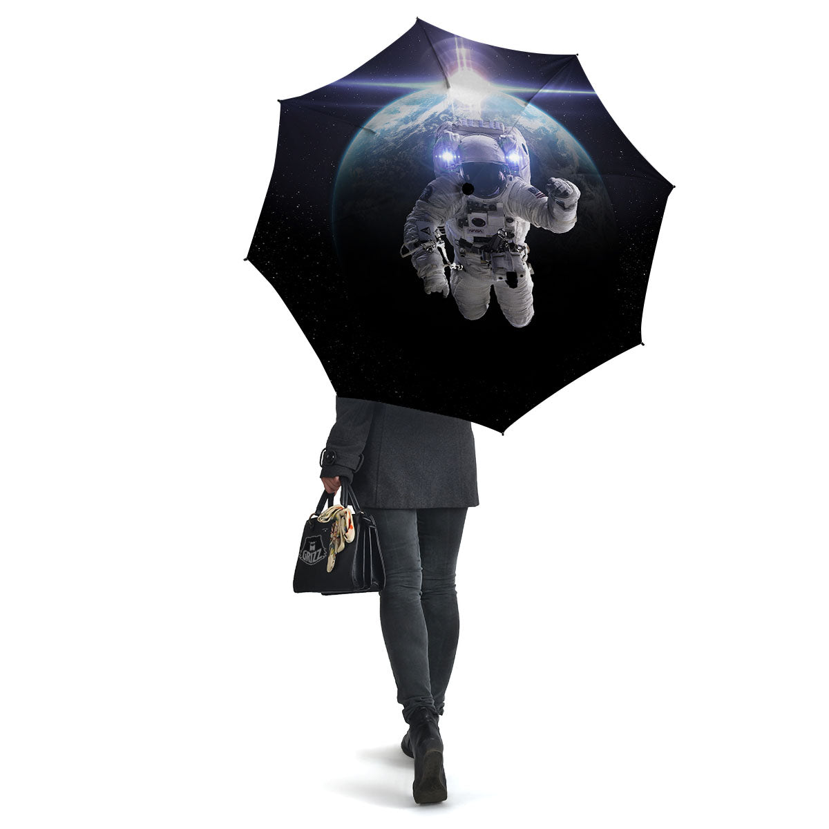 Floating Astronaut In Outer Space Print Umbrella-grizzshop