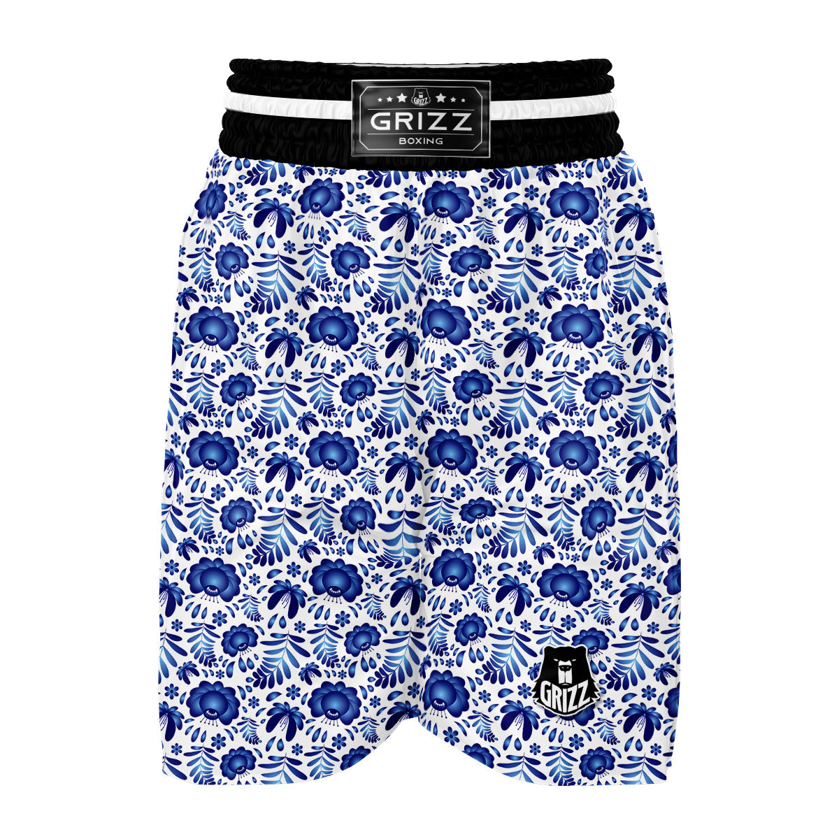 Flora And Gzhel Print Pattern Boxing Shorts-grizzshop