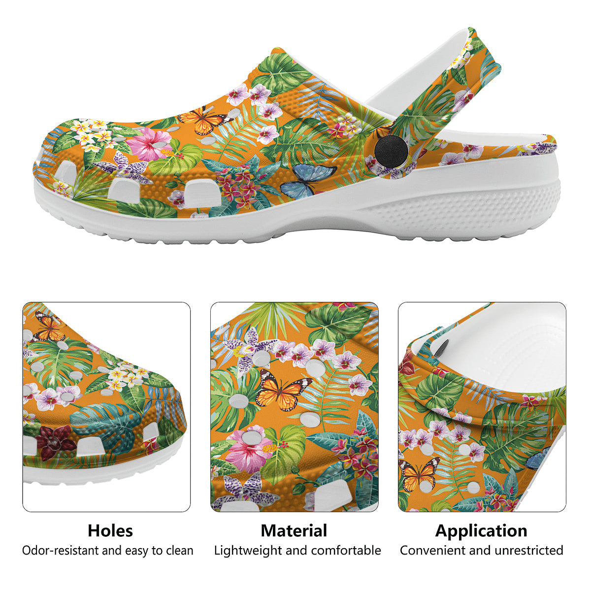 Floral Aloha Hawaii Print Pattern Clog-grizzshop