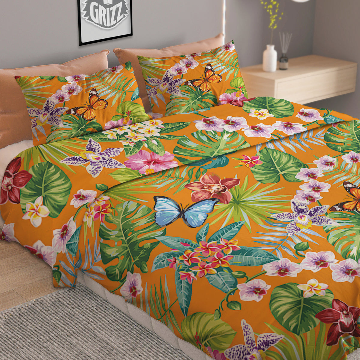 Floral Aloha Hawaii Print Pattern Duvet Cover Bedding Set