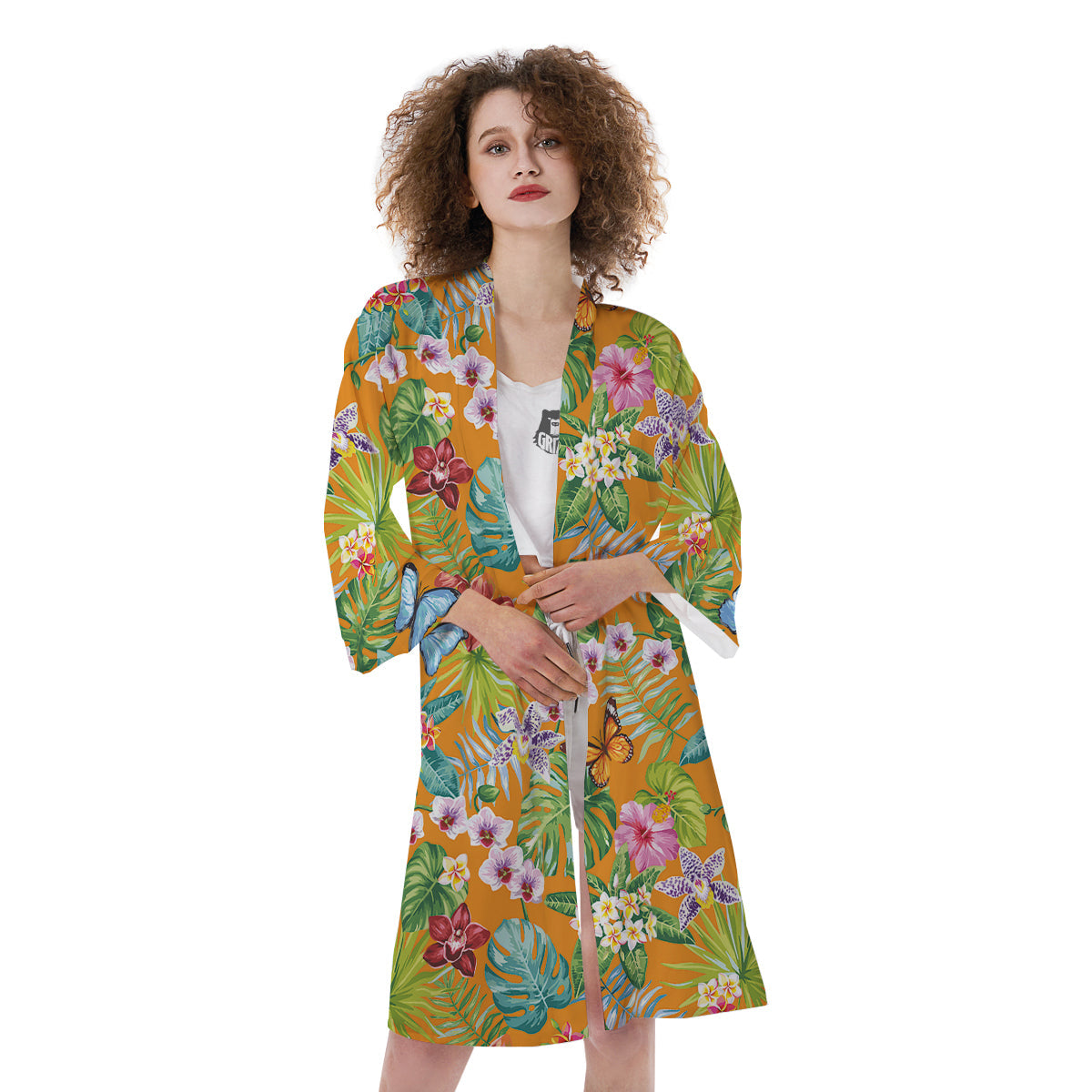 Floral Aloha Hawaii Print Pattern Kimono-grizzshop