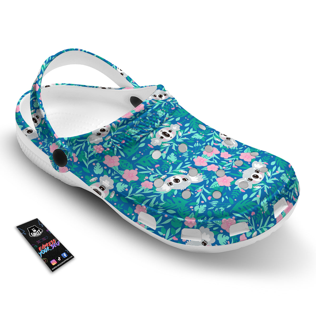 Floral And Baby Koala Print Pattern Clog-grizzshop