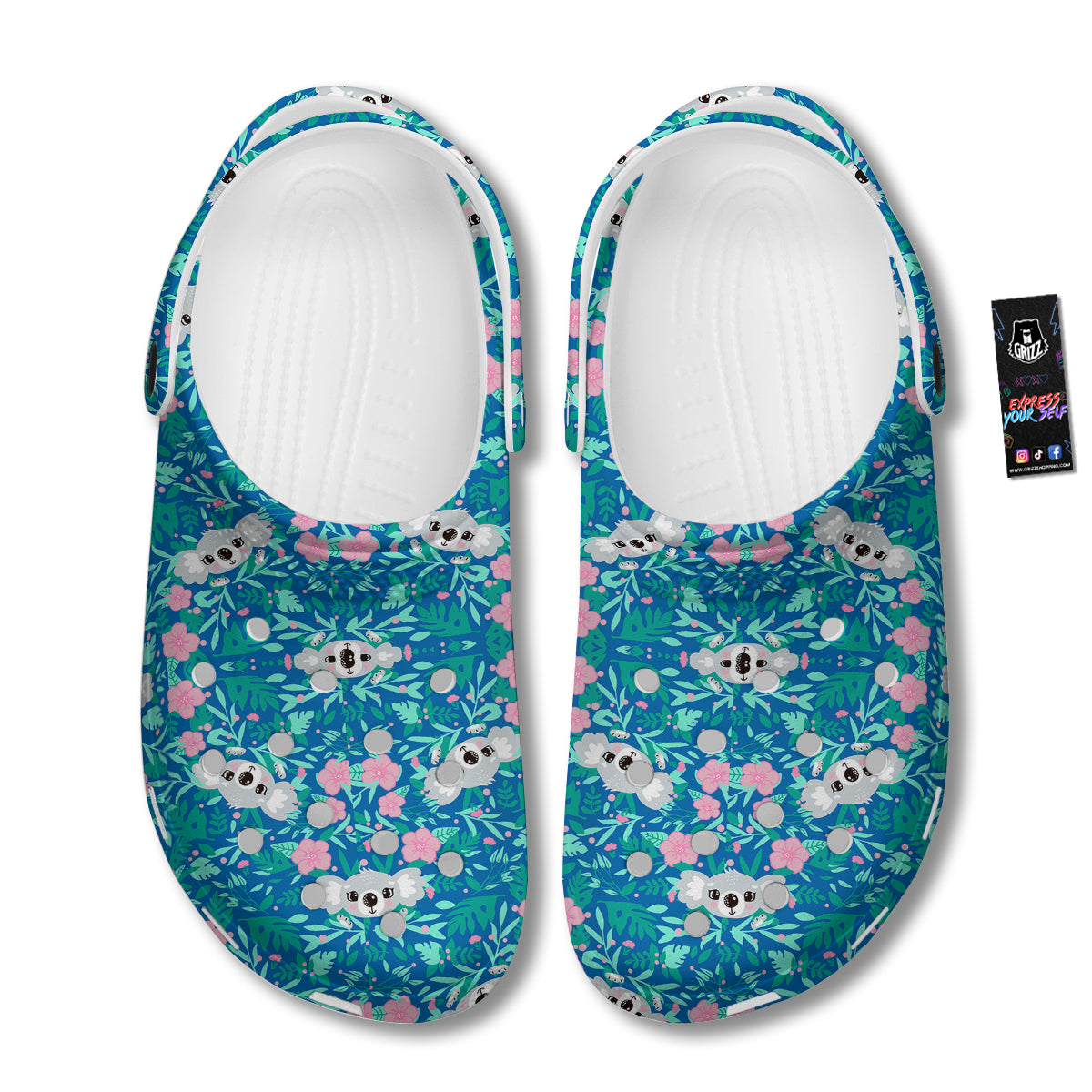 Floral And Baby Koala Print Pattern Clog-grizzshop