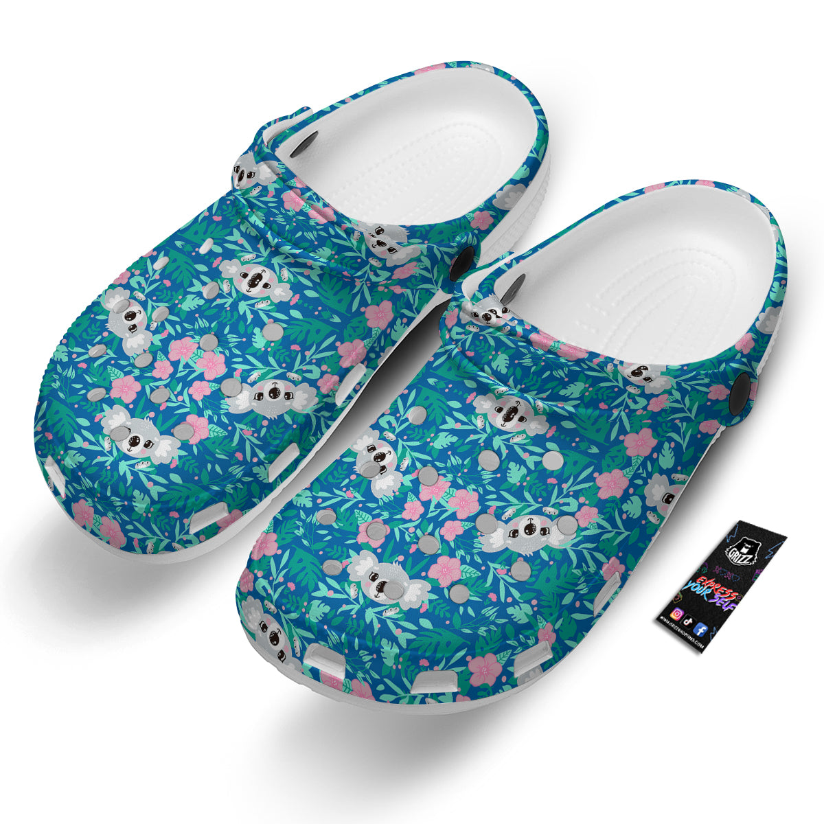 Floral And Baby Koala Print Pattern Clog-grizzshop