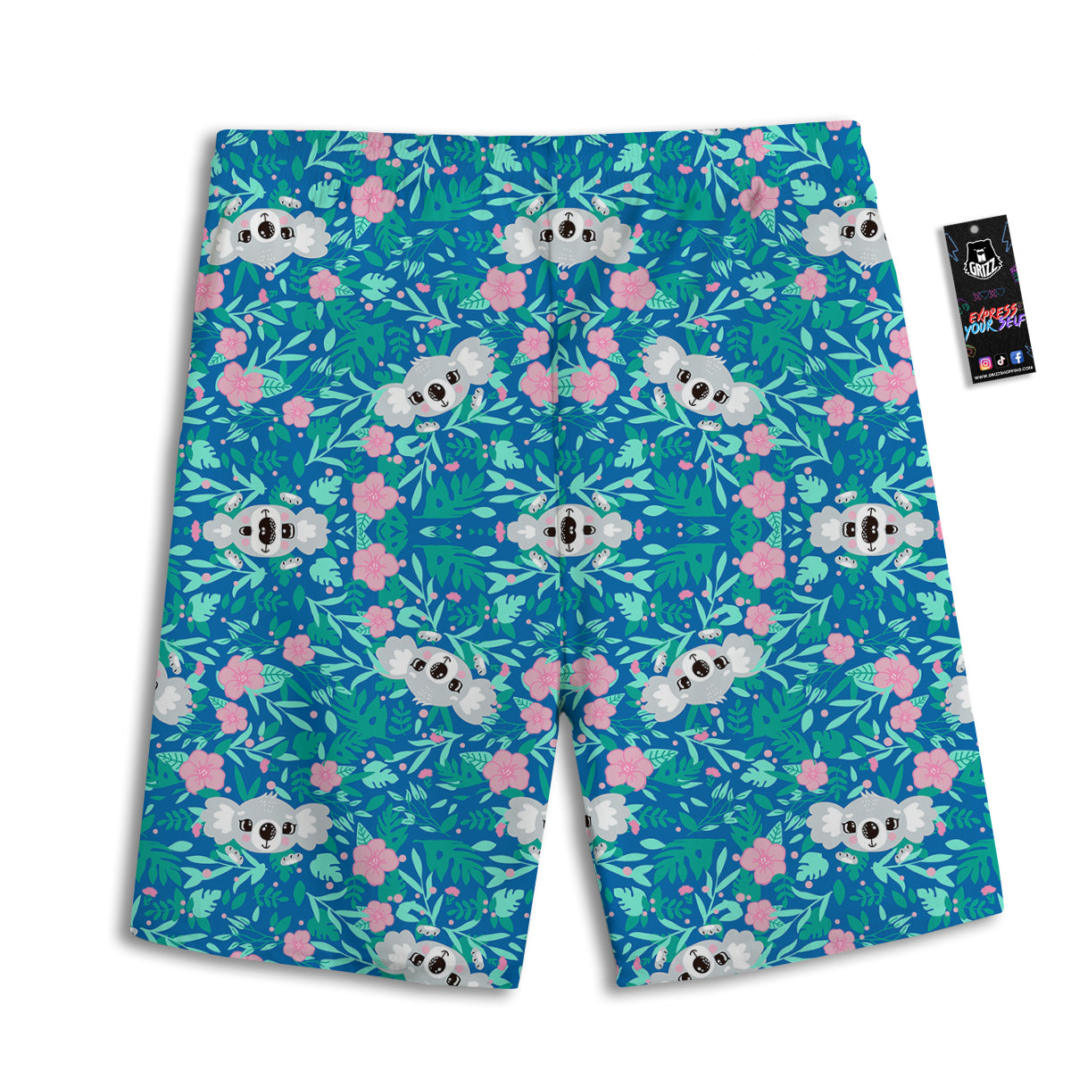 Floral And Baby Koala Print Pattern Men's Athletic Shorts