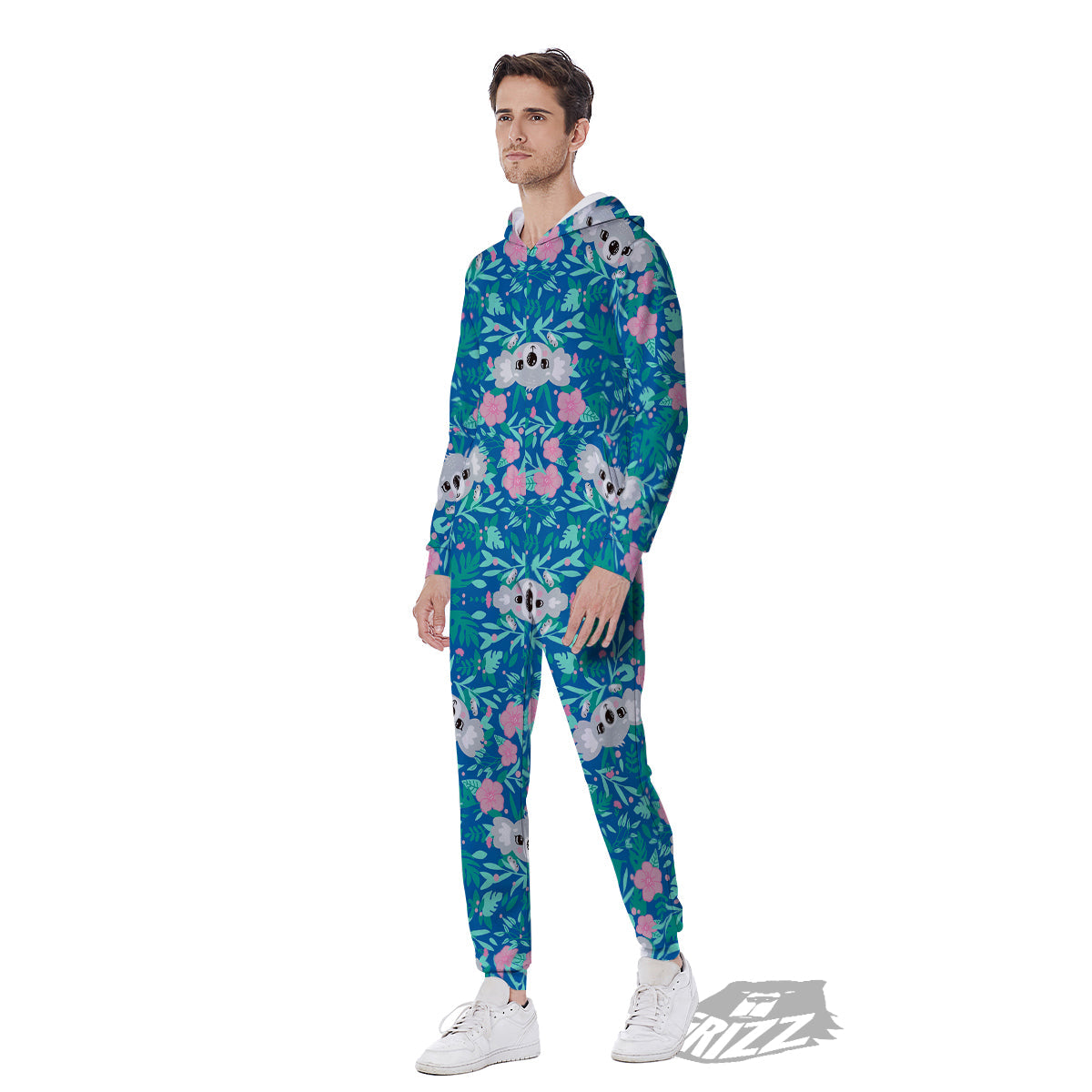 Floral And Baby Koala Print Pattern Men's Jumpsuit-grizzshop