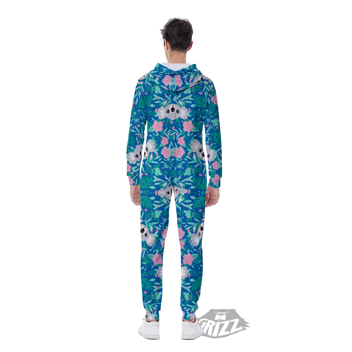 Floral And Baby Koala Print Pattern Men's Jumpsuit-grizzshop