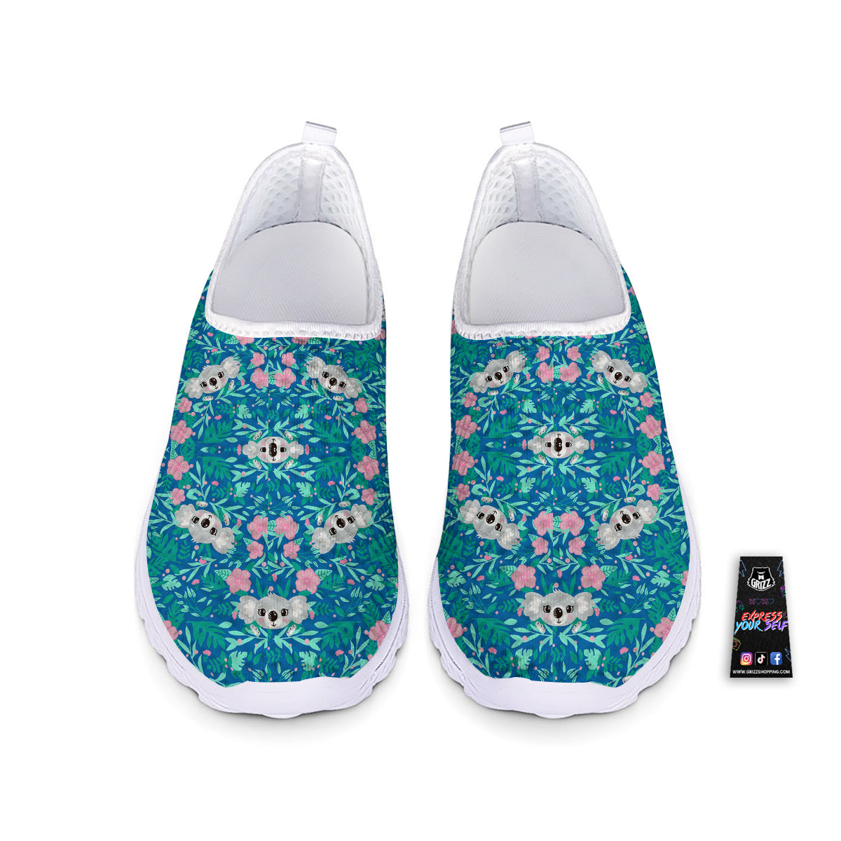 Floral And Baby Koala Print Pattern Nurse Shoes-grizzshop