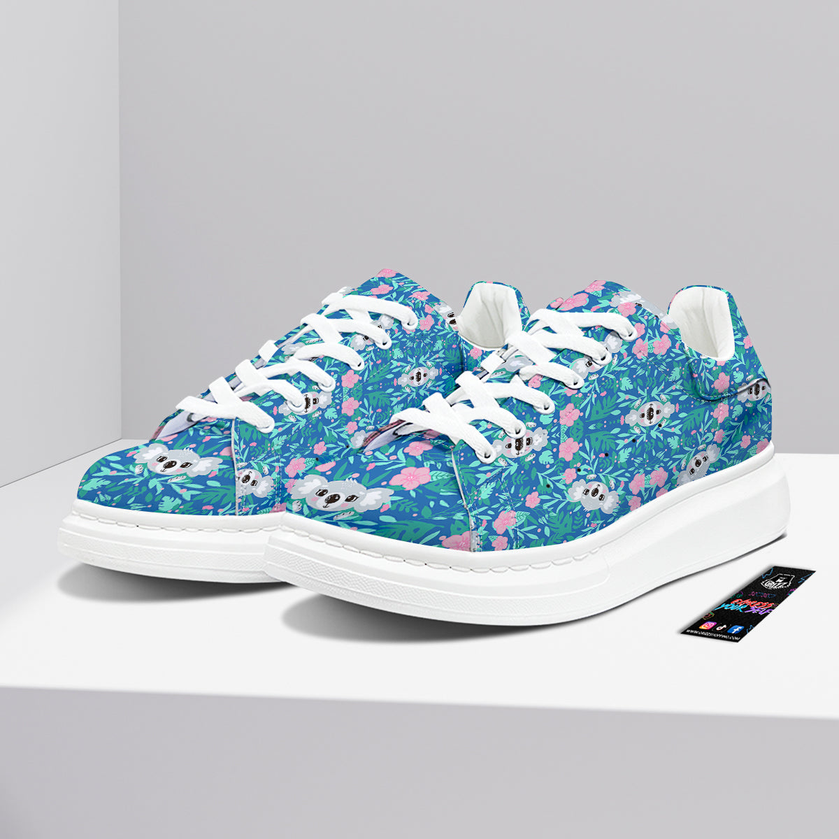 Floral And Baby Koala Print Pattern Platform Shoes-grizzshop