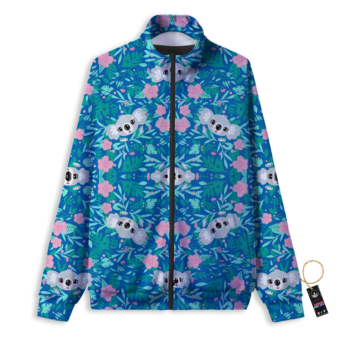 Floral And Baby Koala Print Pattern Track Jacket-grizzshop