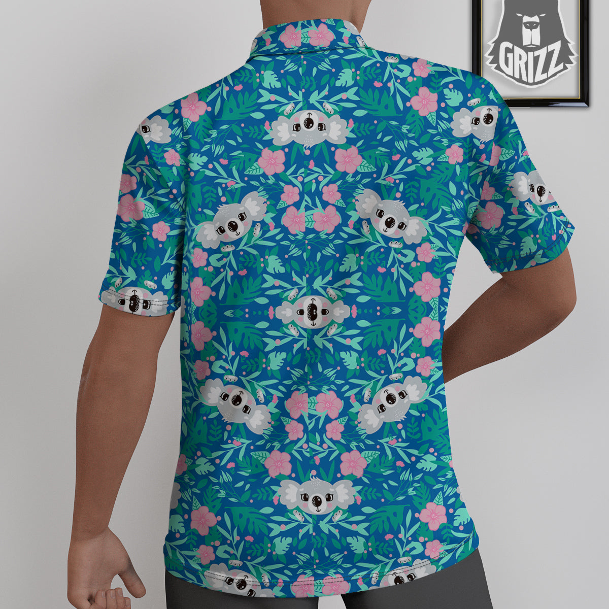 Floral And Baby Koala Print Pattern Untucked Shirts-grizzshop