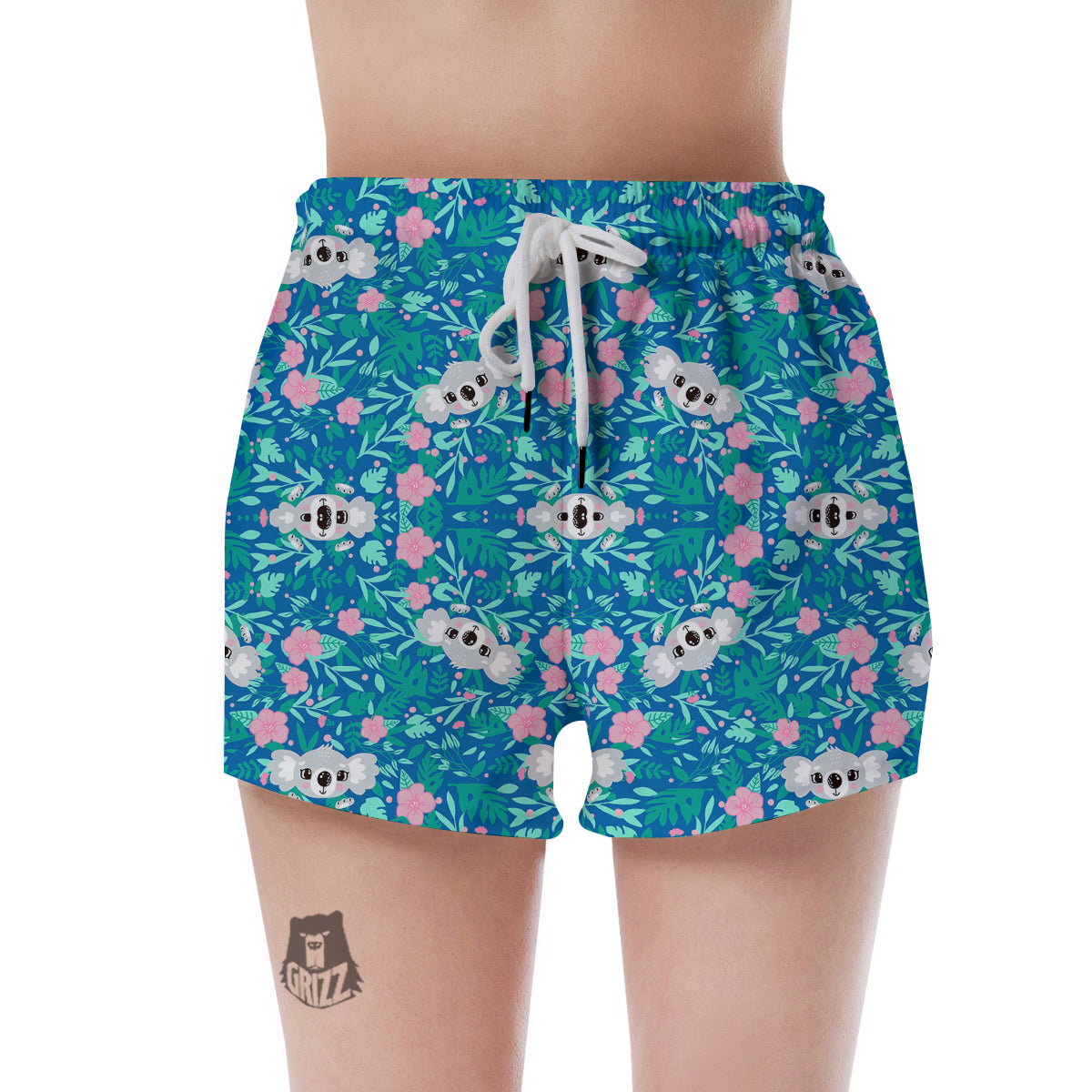 Floral And Baby Koala Print Pattern Women's Shorts-grizzshop