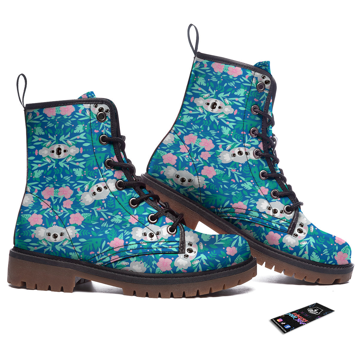 Floral And Baby Koala Print Pattern Work Boots-grizzshop