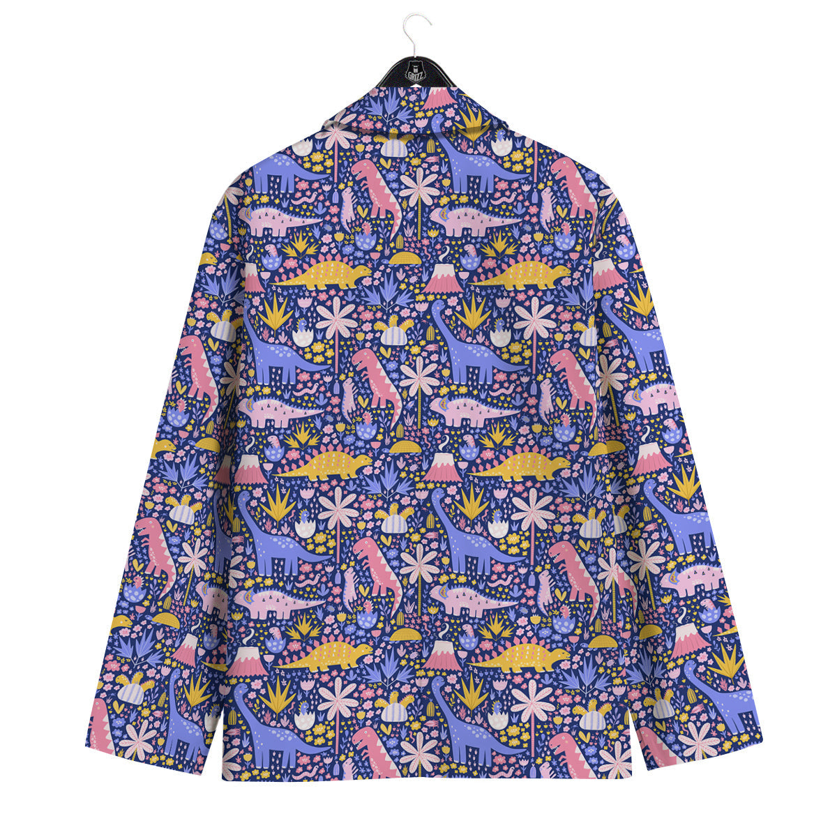 Floral And Cute Dinosaur Print Pattern Men's Sport Coat-grizzshop