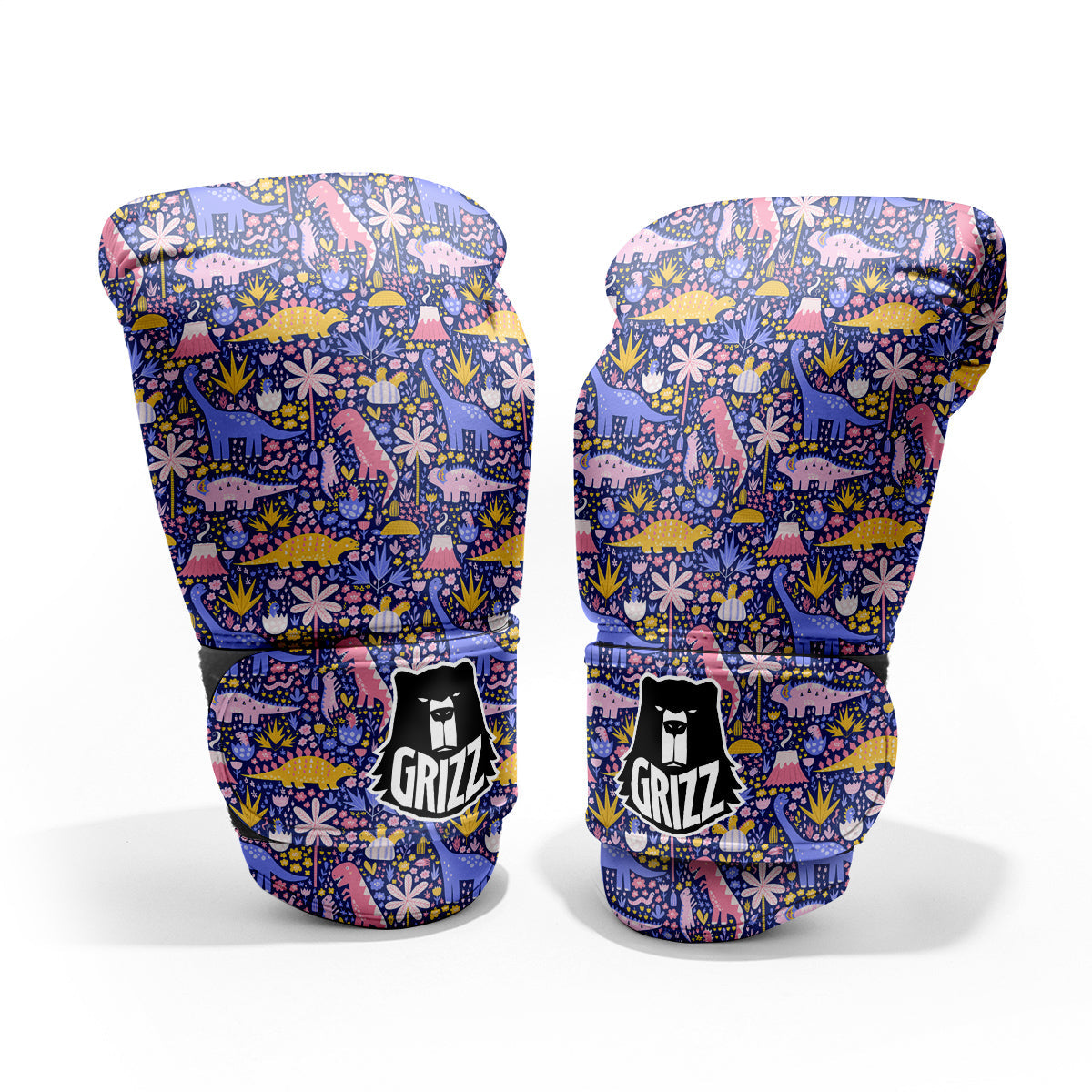Floral And Cute Dinosaur Print Pattern Pro Boxing Glove