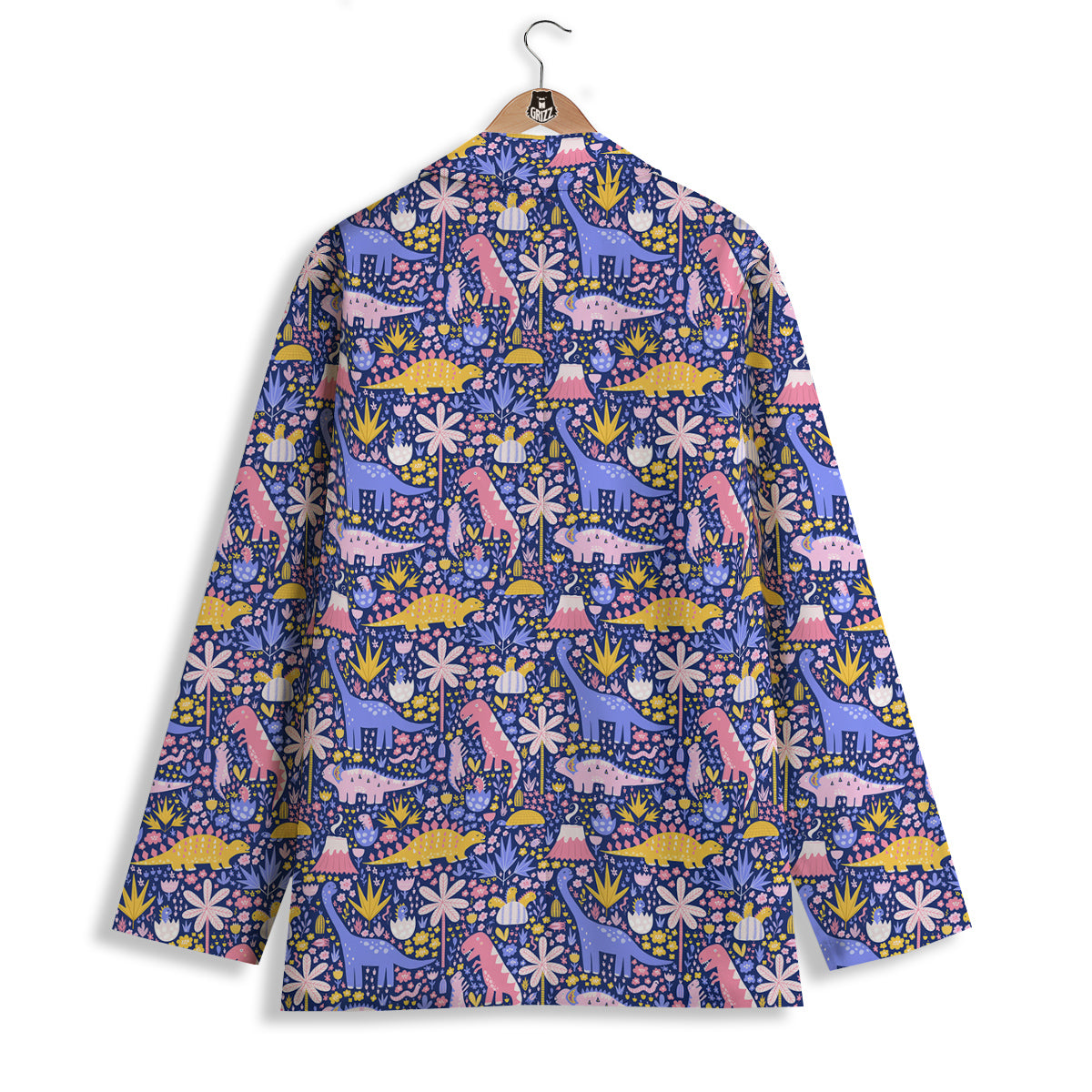 Floral And Cute Dinosaur Print Pattern Women's Blazer-grizzshop