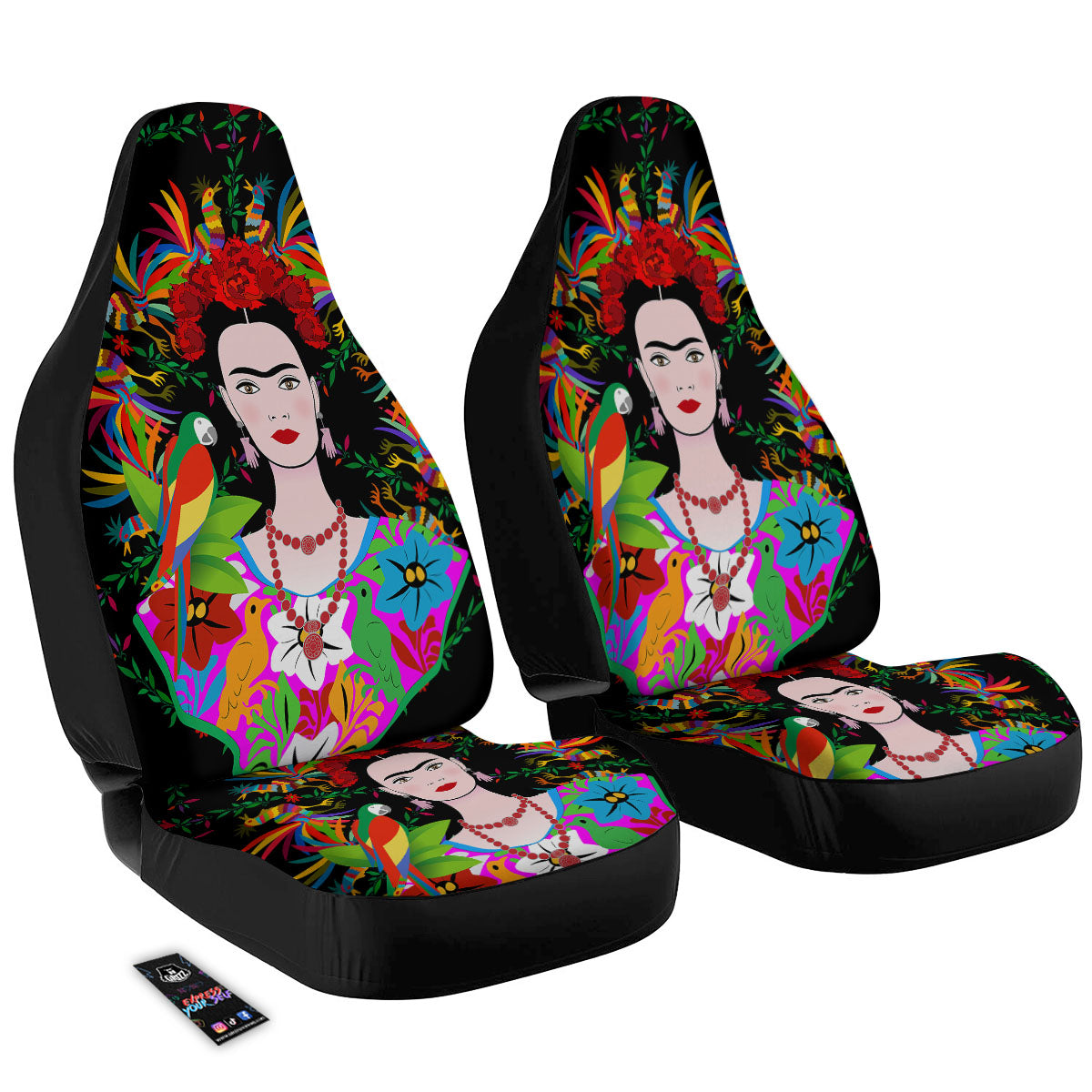 Floral And Frida Kahlo Print Car Seat Covers-grizzshop