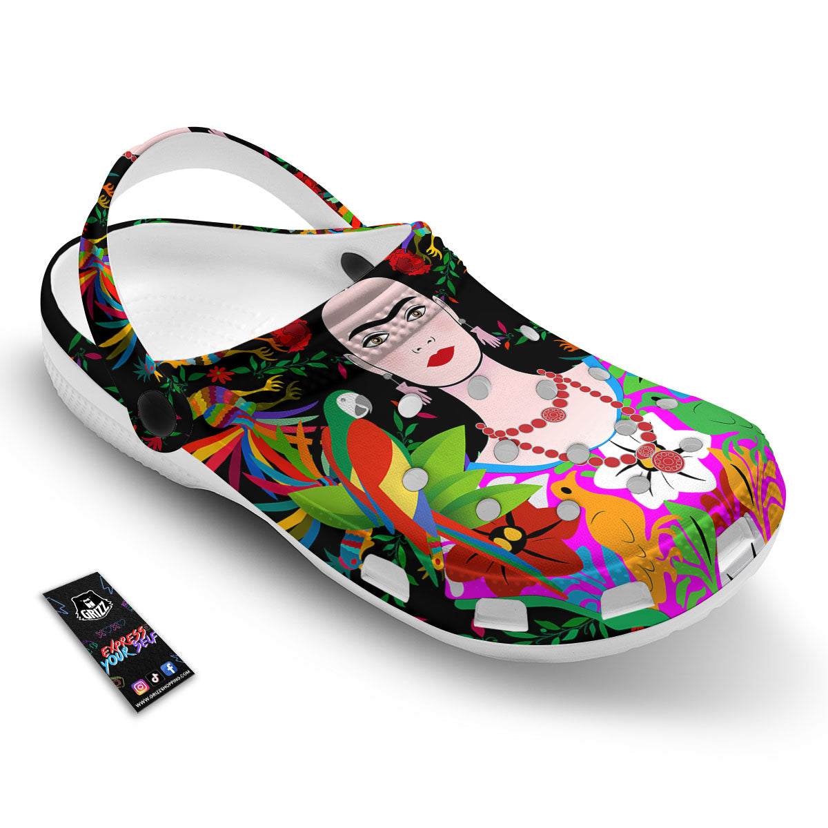 Floral And Frida Kahlo Print Clog-grizzshop