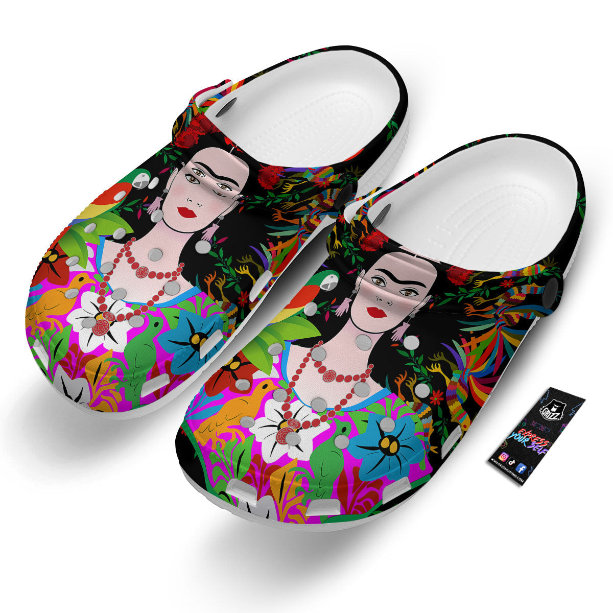 Floral And Frida Kahlo Print Clog-grizzshop