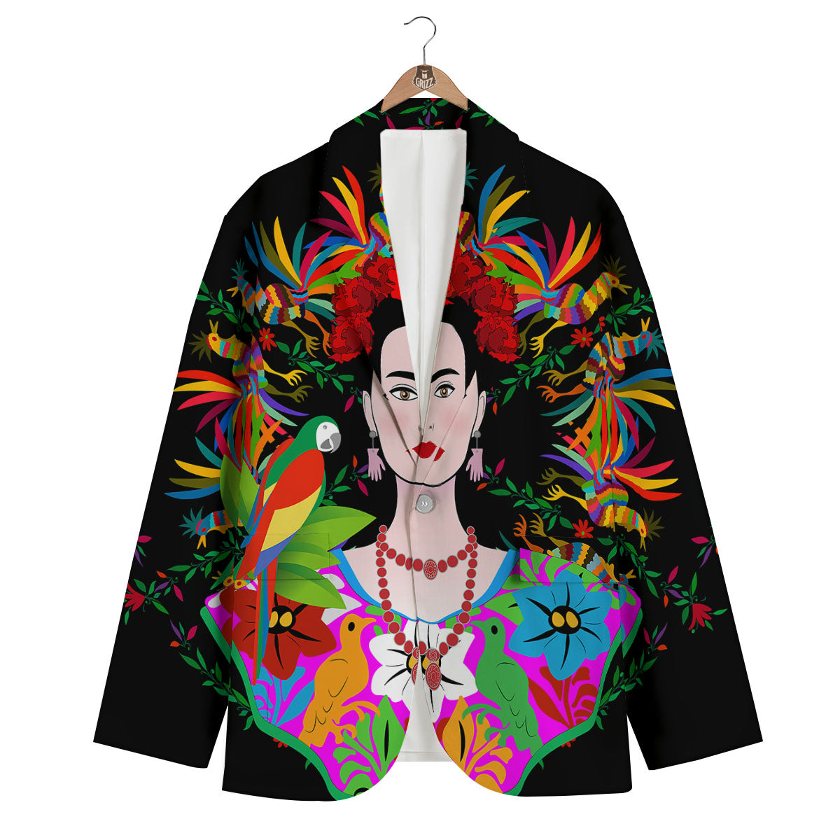 Floral And Frida Kahlo Print Men's Blazer-grizzshop