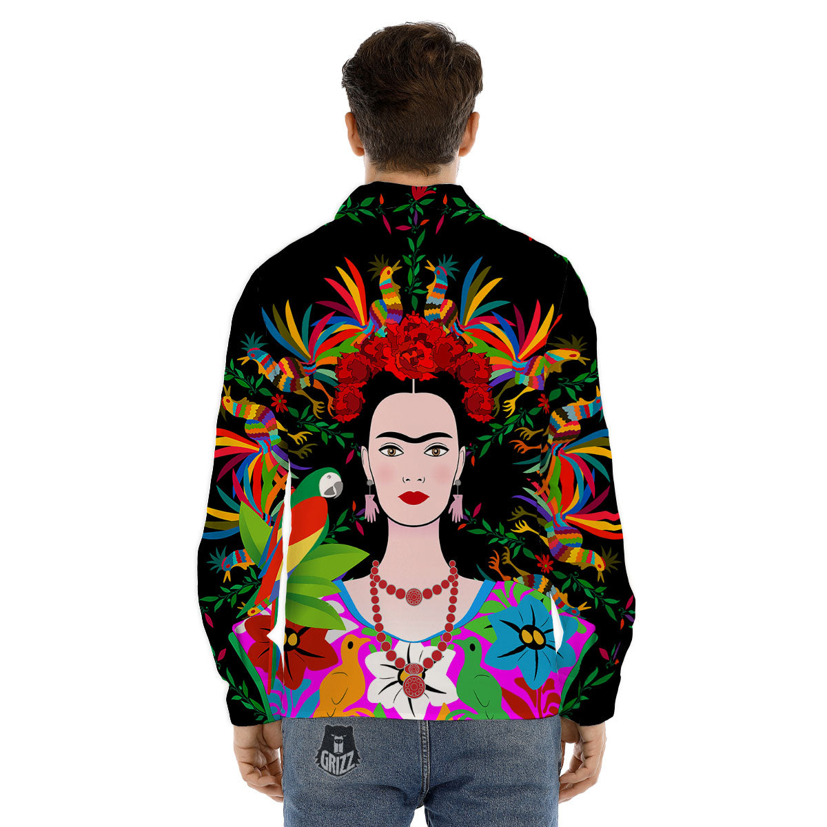 Floral And Frida Kahlo Print Men's Dress Shirts-grizzshop