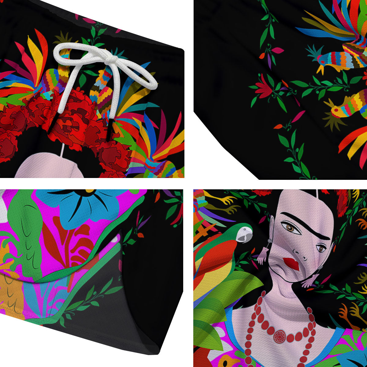 Floral And Frida Kahlo Print Men's Running Shorts-grizzshop