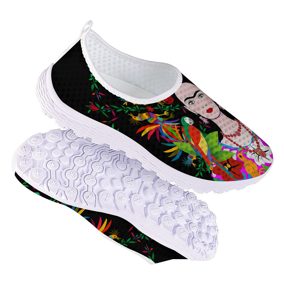Floral And Frida Kahlo Print Nurse Shoes-grizzshop