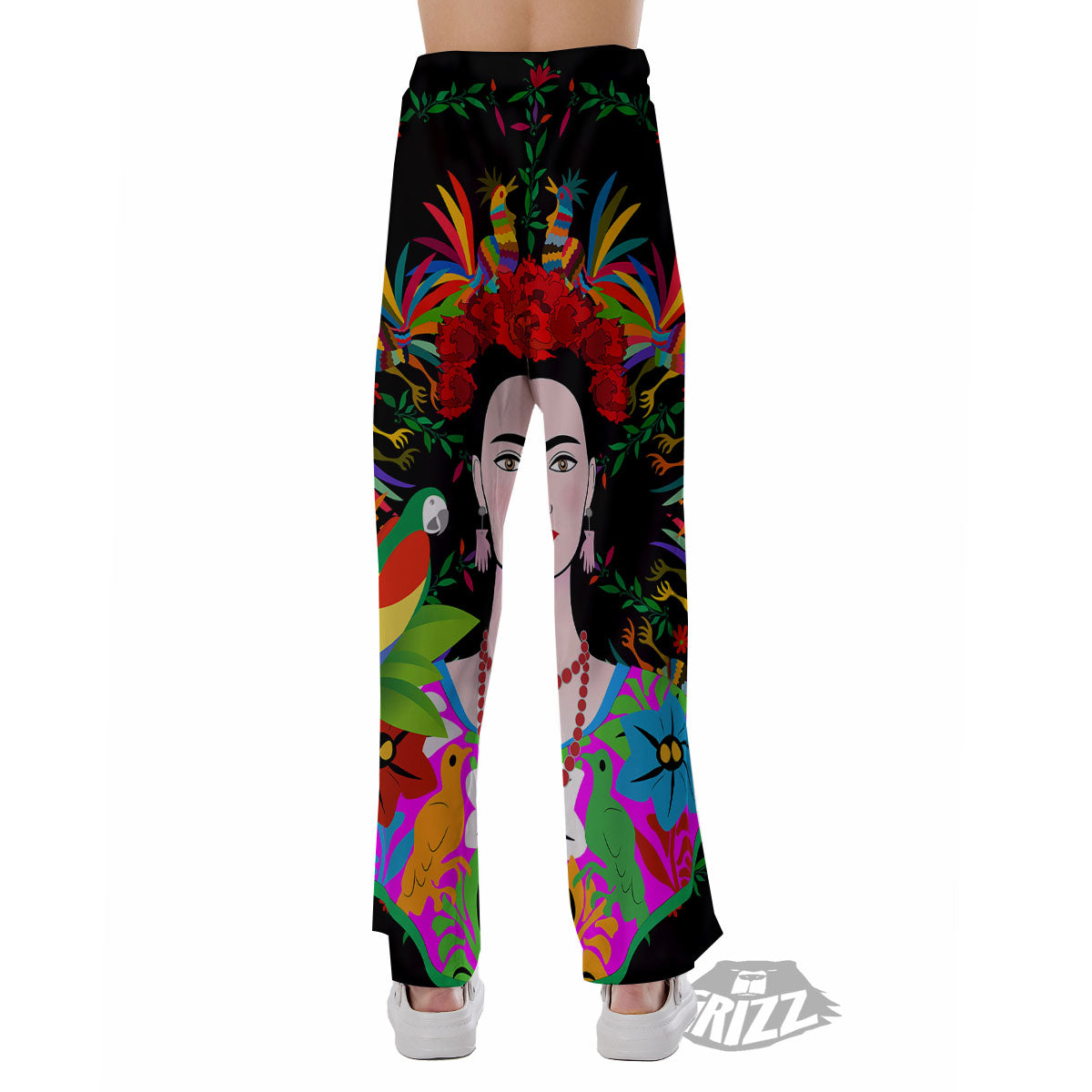 Floral And Frida Kahlo Print Pajama Pants-grizzshop
