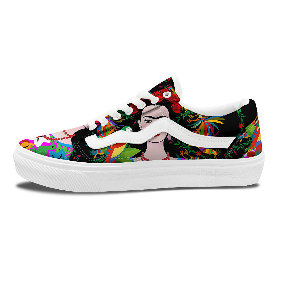 Floral And Frida Kahlo Print Skate Shoes-grizzshop