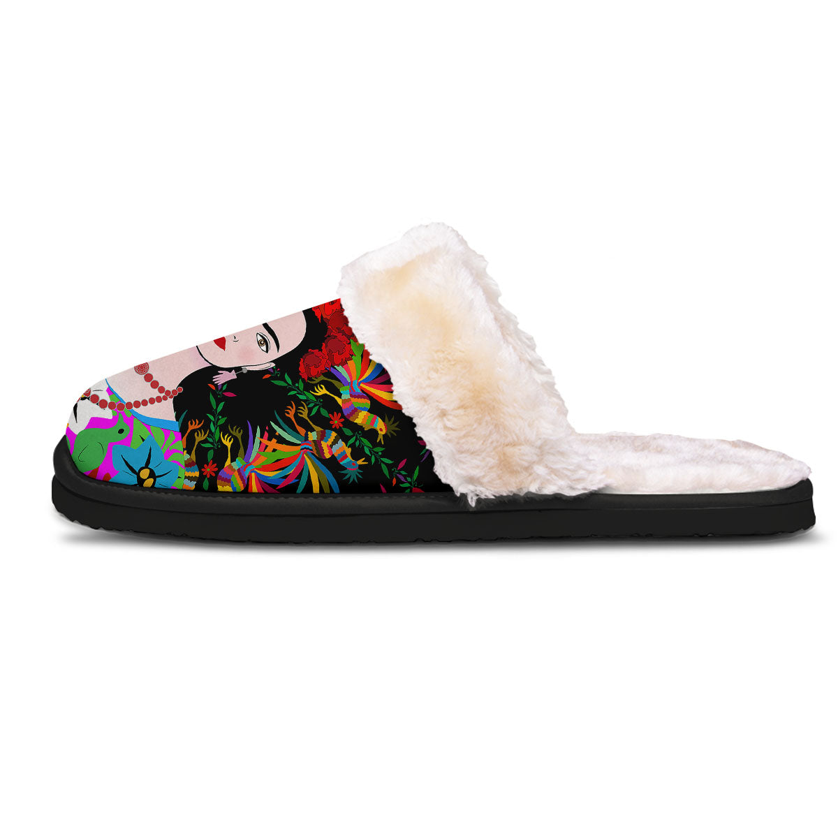Floral And Frida Kahlo Print Slippers-grizzshop